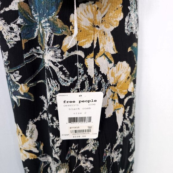 Free People Halter Wide Leg Jumpsuit Size 2 Cropped Floral Print Crinkle Fabric - Picture 11 of 16